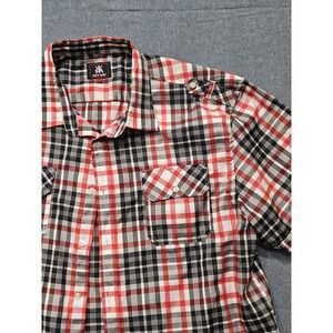 Red Ape Block 4XL Plaid SS Button Up Shirt red black  Big & Tall Streetwear